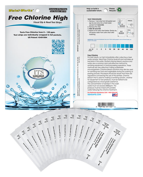 WaterWorks™ Freies Chlor Hoher Bereich (Pocket-Pack)
